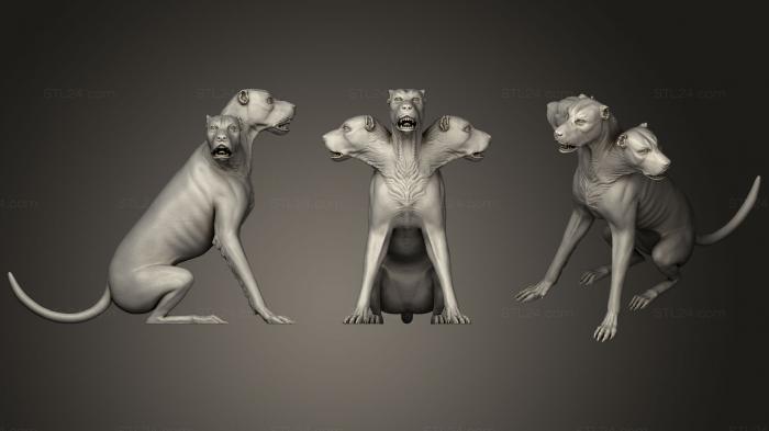 Статуэтки животных (Бернини Цербер, STKJ_0738) 3D модель для ЧПУ станка